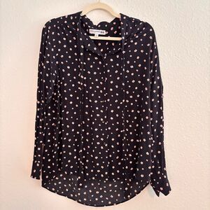 Uniqlo x Ines De La Fressange Long Sleeve Shirt Blue Polka Dot Size M